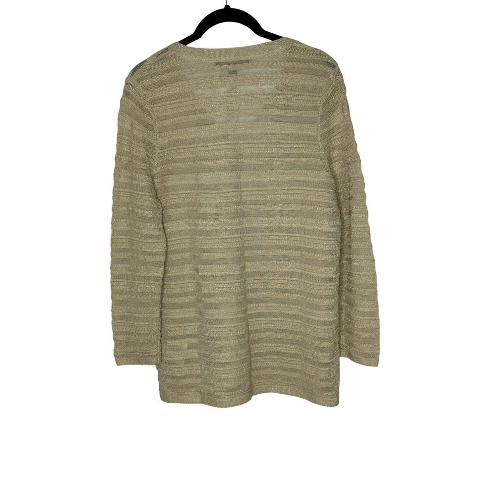 NWT Brooks Brothers Womens V Neck Metallic Sweater Medium Lightweight Semi Sheer - Picture 3 of 9
